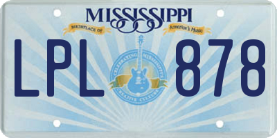 MS license plate LPL878