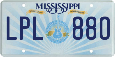 MS license plate LPL880