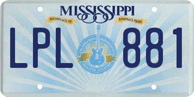 MS license plate LPL881