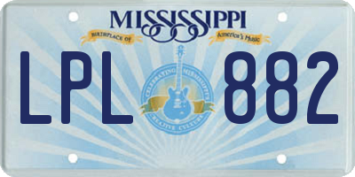 MS license plate LPL882