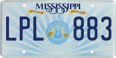 MS license plate LPL883