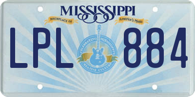 MS license plate LPL884