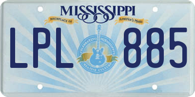 MS license plate LPL885
