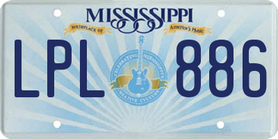 MS license plate LPL886