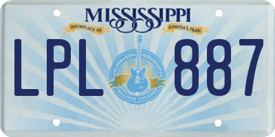 MS license plate LPL887