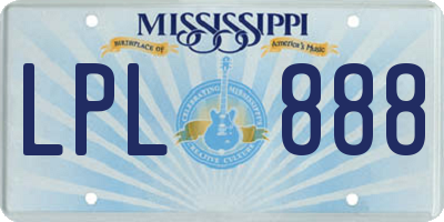 MS license plate LPL888
