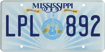 MS license plate LPL892