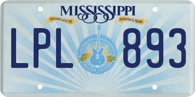 MS license plate LPL893