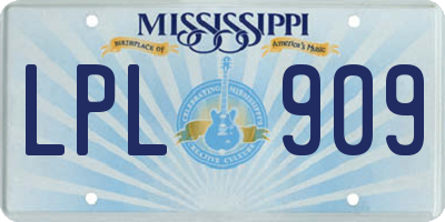 MS license plate LPL909