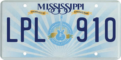 MS license plate LPL910