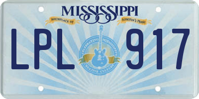 MS license plate LPL917