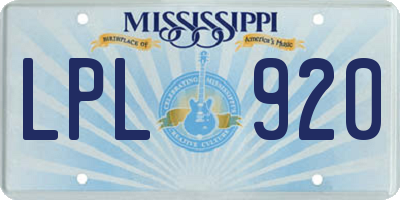 MS license plate LPL920