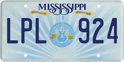 MS license plate LPL924