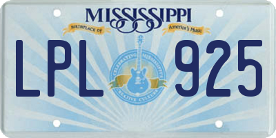 MS license plate LPL925