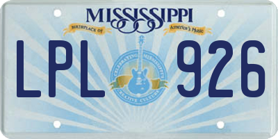 MS license plate LPL926