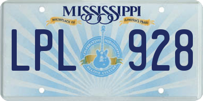 MS license plate LPL928