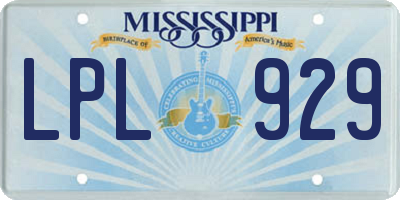 MS license plate LPL929