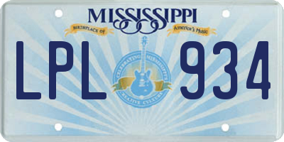 MS license plate LPL934