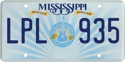 MS license plate LPL935