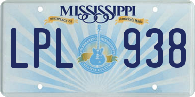MS license plate LPL938