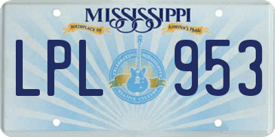 MS license plate LPL953