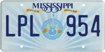 MS license plate LPL954