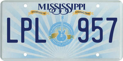 MS license plate LPL957