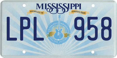 MS license plate LPL958