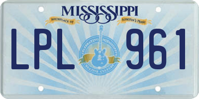 MS license plate LPL961