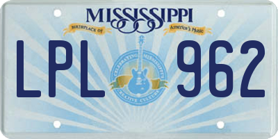 MS license plate LPL962