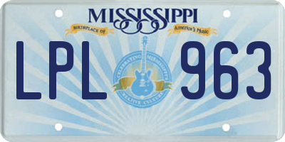 MS license plate LPL963