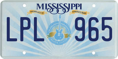 MS license plate LPL965