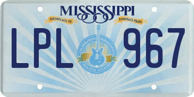 MS license plate LPL967