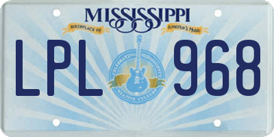 MS license plate LPL968