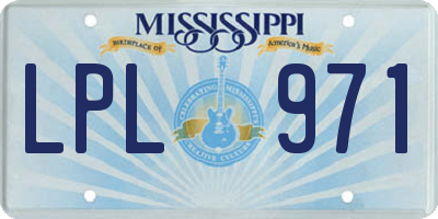 MS license plate LPL971