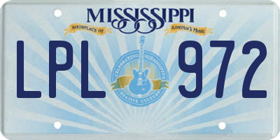 MS license plate LPL972