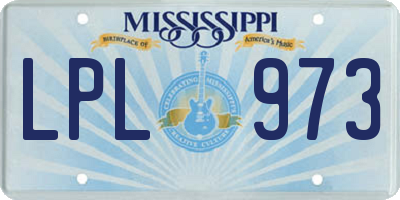 MS license plate LPL973