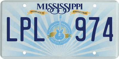 MS license plate LPL974