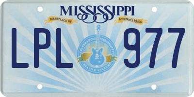 MS license plate LPL977