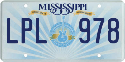 MS license plate LPL978
