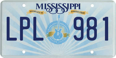 MS license plate LPL981