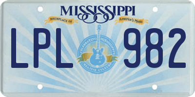 MS license plate LPL982