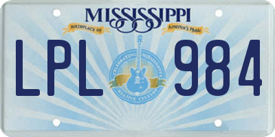 MS license plate LPL984