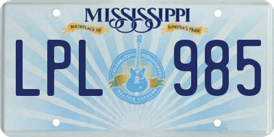 MS license plate LPL985