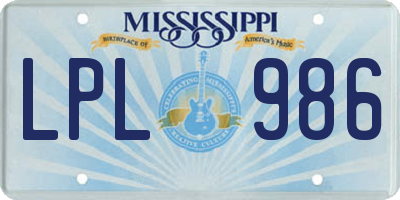 MS license plate LPL986