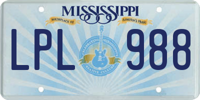 MS license plate LPL988