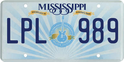 MS license plate LPL989