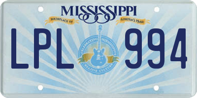 MS license plate LPL994