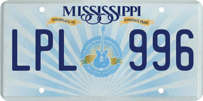 MS license plate LPL996