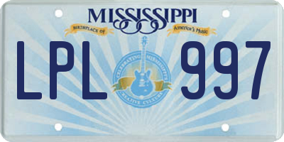 MS license plate LPL997